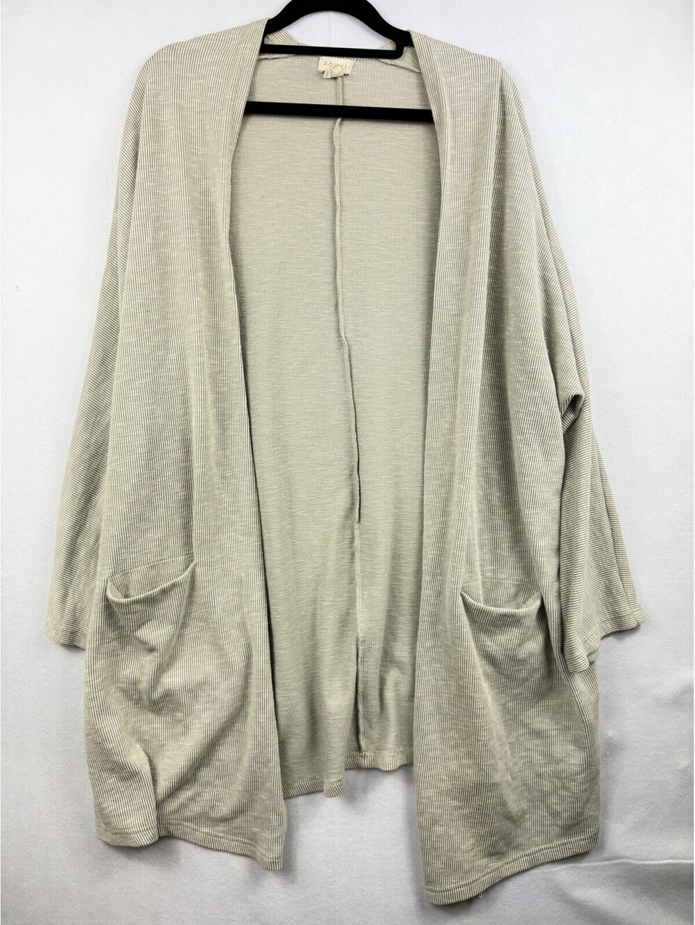 DONNI Ribbed Open Front Cardigan Duster OSFA Oversized Kimono Pockets - Picture 5 of 8